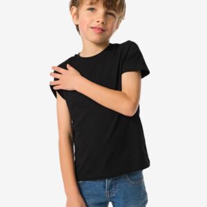 HEMA Kinder Basis T-shirts Stretch Katoen - 2 Stuks Zwart (zwart)