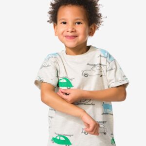 HEMA Kinder T-shirt Auto's Ecru (ecru)