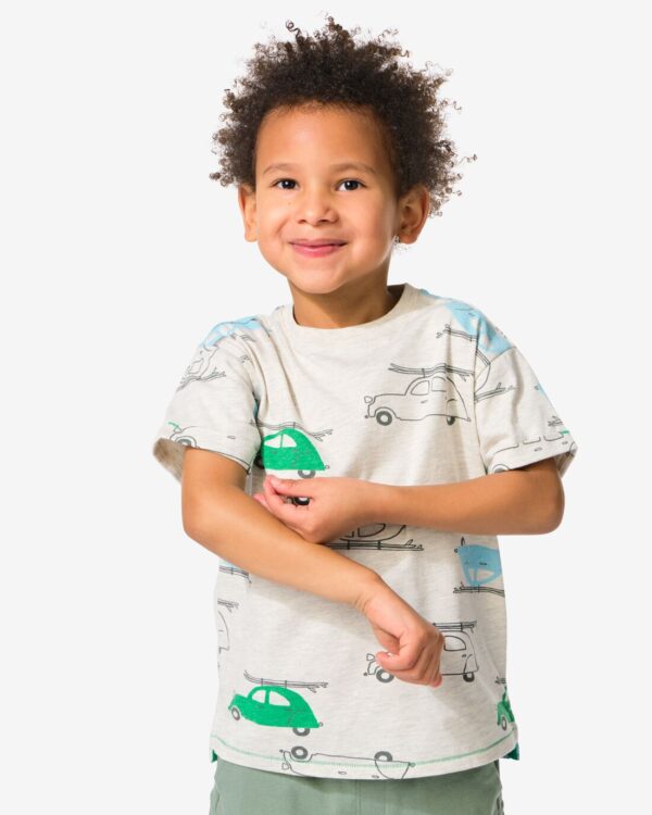 HEMA Kinder T-shirt Auto&apos;s Ecru (ecru)