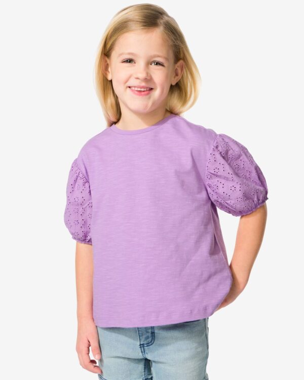 HEMA Kinder T-shirt Broderie Paars (paars)