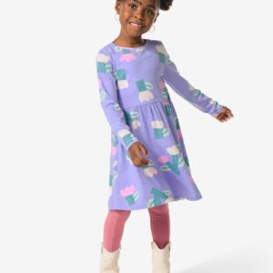 HEMA Kinderjurk Bloemen Paars (paars)