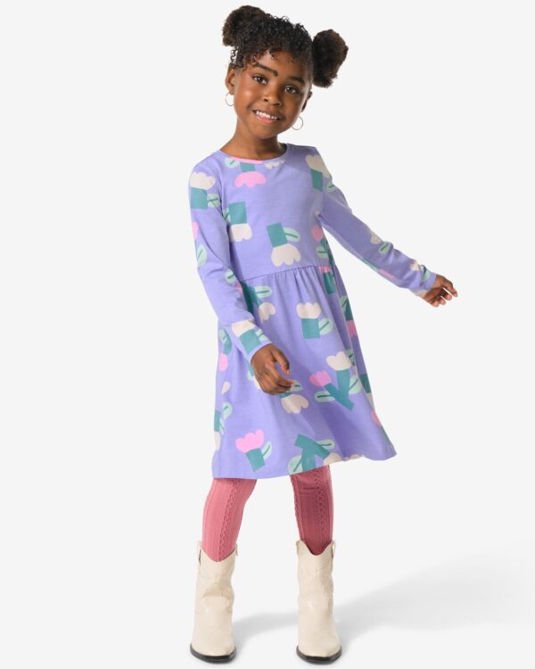 HEMA Kinderjurk Bloemen Paars (paars)