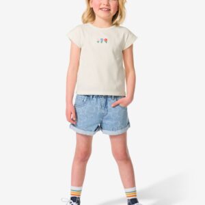 HEMA Kinder Korte Broek Paperbag Lichtblauw (lichtblauw)