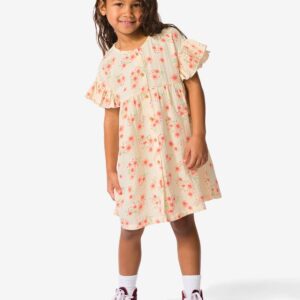 HEMA Kinderjurk Mousseline Bloemen Ecru (ecru)