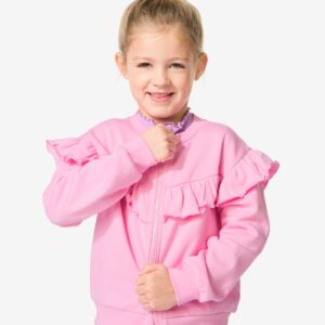 HEMA Kinder Sweatvest Met Ruffle Roze (roze)