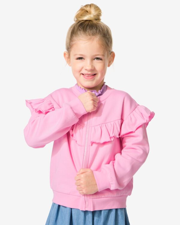 HEMA Kinder Sweatvest Met Ruffle Roze (roze)