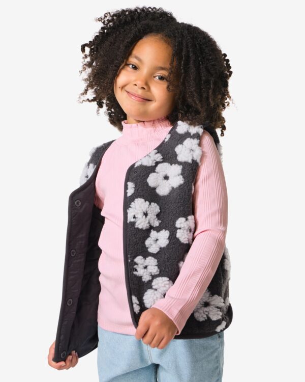 HEMA Kindergilet Bloemen Zwart (zwart)