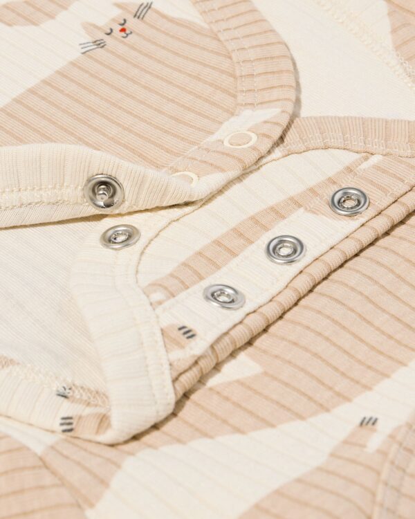 meegroeiromper rib bamboe met stretch dieren beige