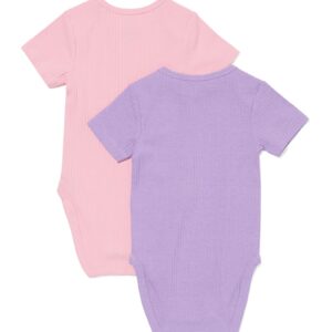 meegroei rompers rib bamboe met stretch dieren - 2 stuks lavendel