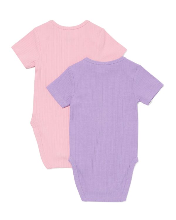 meegroei rompers rib bamboe met stretch dieren - 2 stuks lavendel