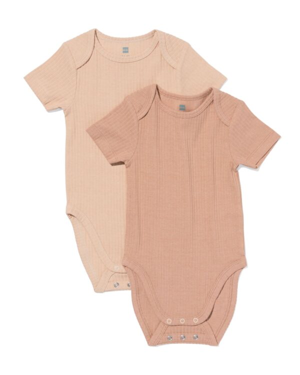 HEMA Meegroeiromper Katoen Met Stretch - 2 Stuks Bruin (bruin)