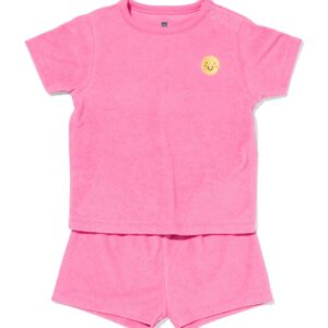 HEMA Babypyjama Badstof Gezichtje Roze (roze)