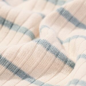 meegroeiromper rib bamboe met stretch strepen blauw