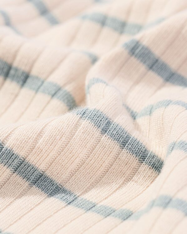 meegroeiromper rib bamboe met stretch strepen blauw