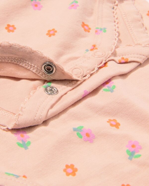 romper katoen met stretch bloemen roze
