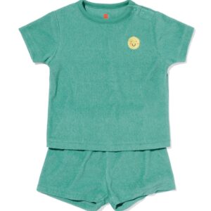 HEMA Babypyjama Badstof Gezichtje Groen (groen)