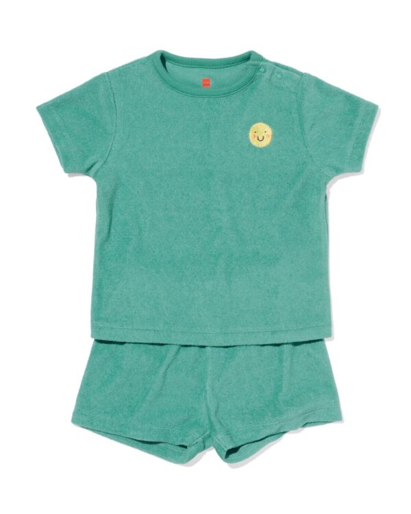 HEMA Babypyjama Badstof Gezichtje Groen (groen)
