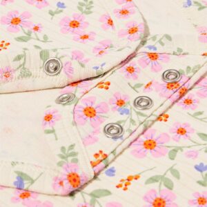 meegroeiromper rib bamboe met stretch bloemen roze