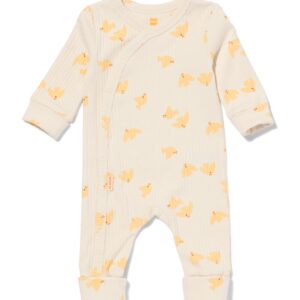 HEMA Newborn Meegroei Boxpakje Rib Bamboe Met Stretch Vogels Ecru (ecru)