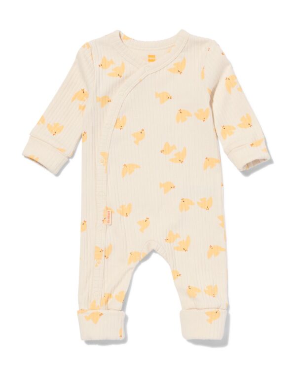 HEMA Newborn Meegroei Boxpakje Rib Bamboe Met Stretch Vogels Ecru (ecru)