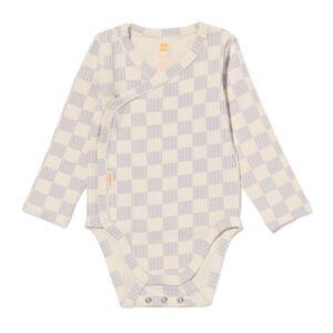 HEMA Newborn Meegroei Overslagromper Rib Met Bamboe Stretch Ruiten Lichtgrijs (lichtgrijs)