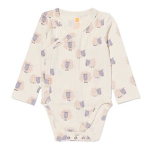 HEMA Newborn Meegroei Overslagromper Rib Met Bamboe Stretch Schaap Gebroken Wit (gebroken wit)