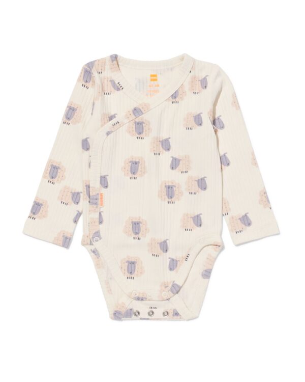 HEMA Newborn Meegroei Overslagromper Rib Met Bamboe Stretch Schaap Gebroken Wit (gebroken wit)