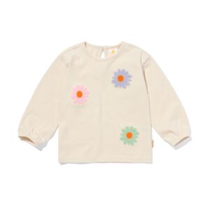 HEMA Newborn T-shirt Bloemen Ecru (ecru)