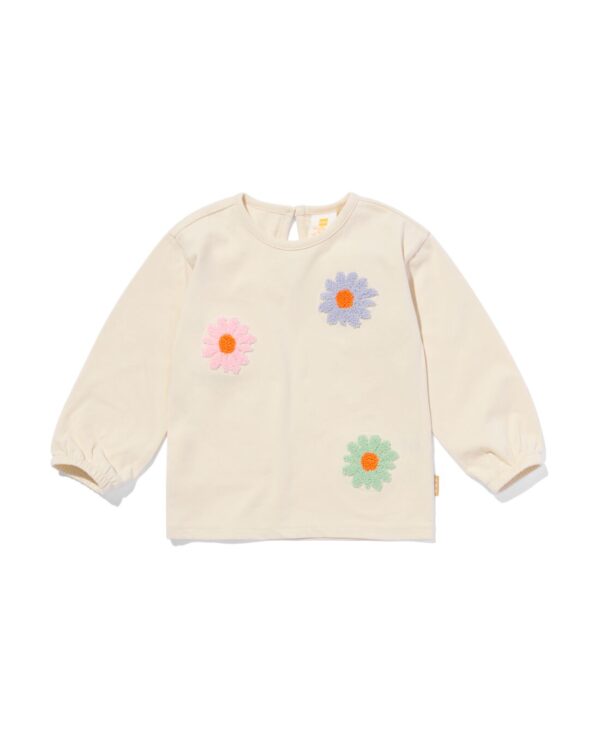 HEMA Newborn T-shirt Bloemen Ecru (ecru)