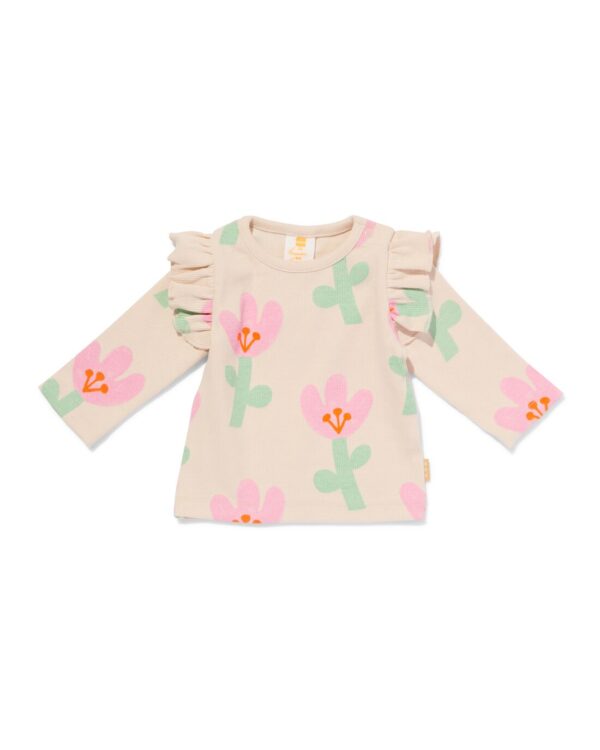 HEMA Newborn T-shirt Bloem Ecru (ecru)