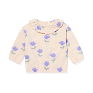 HEMA Newborn Sweater Bloemen Ecru (ecru)