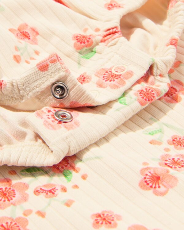 newborn romper rib bloemen ecru