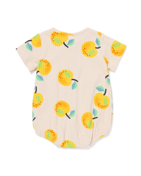 newborn romper rib katoen met stretch citroenen ecru