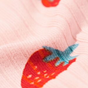 newborn romper rib katoen met stretch aardbeien lichtroze