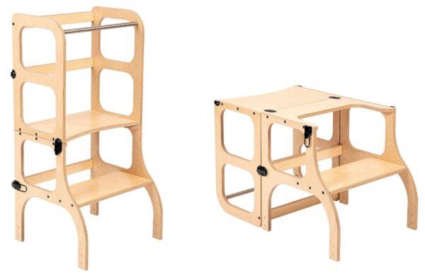 Ette Tete Leertoren Step'n Sit | Inklapbaar tot tafel en stoel | Naturel met zwart