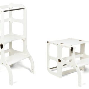 Ette Tete Leertoren Step'n Sit | Inklapbaar tot tafel en stoel | Wit met messing