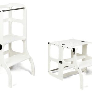Ette Tete Leertoren Step'n Sit | Inklapbaar tot tafel en stoel | Wit met zwart