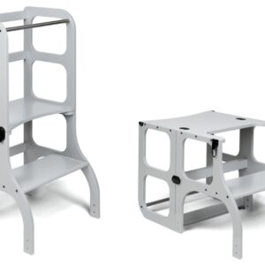 Ette Tete Leertoren Step'n Sit | Inklapbaar tot tafel en stoel | Grijs met zwart