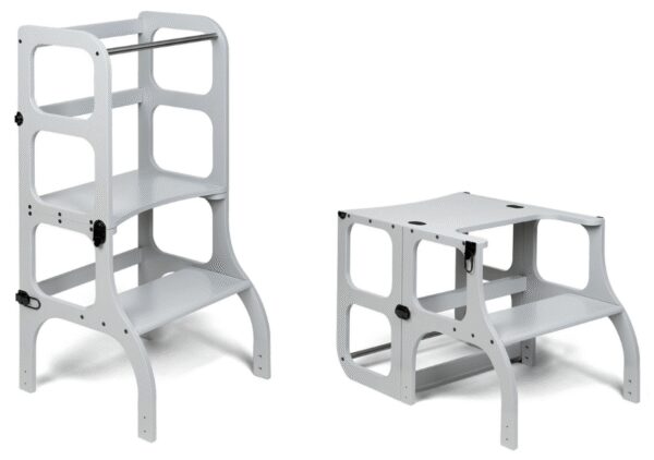 Ette Tete Leertoren Step'n Sit | Inklapbaar tot tafel en stoel | Grijs met zwart