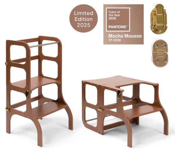 Ette Tete Leertoren Step'n Sit | Inklapbaar tot tafel en stoel | Limited Edition | Mocha Mousse met goud