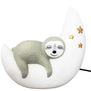 Baby en Kind Nachtlamp Luiaard op de Maan - Nachtlampje Kinderen / Kinderkamer - Grijs