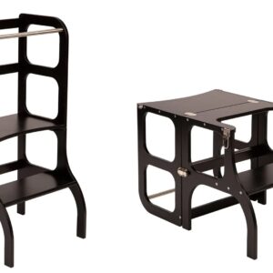 Ette Tete Leertoren Step'n Sit | Inklapbaar tot tafel en stoel | Zwart met zilver