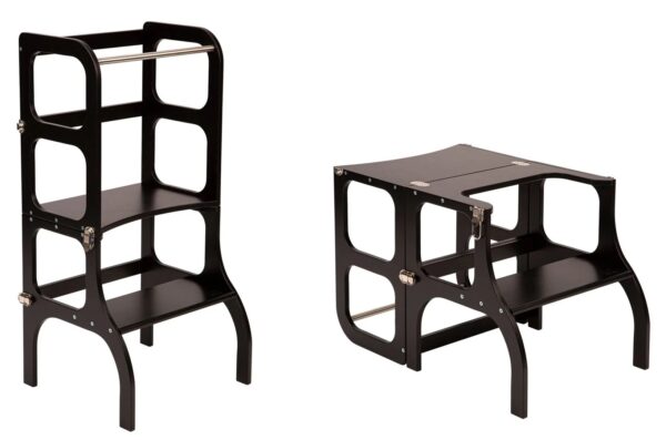 Ette Tete Leertoren Step'n Sit | Inklapbaar tot tafel en stoel | Zwart met zilver