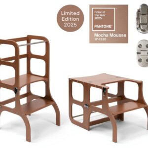 Ette Tete Leertoren Step'n Sit | Inklapbaar tot tafel en stoel | Limited Edition | Mocha Mousse met zilver