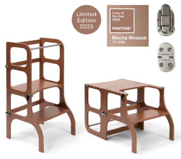 Ette Tete Leertoren Step'n Sit | Inklapbaar tot tafel en stoel | Limited Edition | Mocha Mousse met zilver