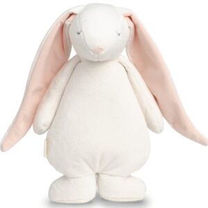 Moonie The Humming Friend Powder Konijn met roze oren | Hartslag en ruis knuffel met huilsensor en licht