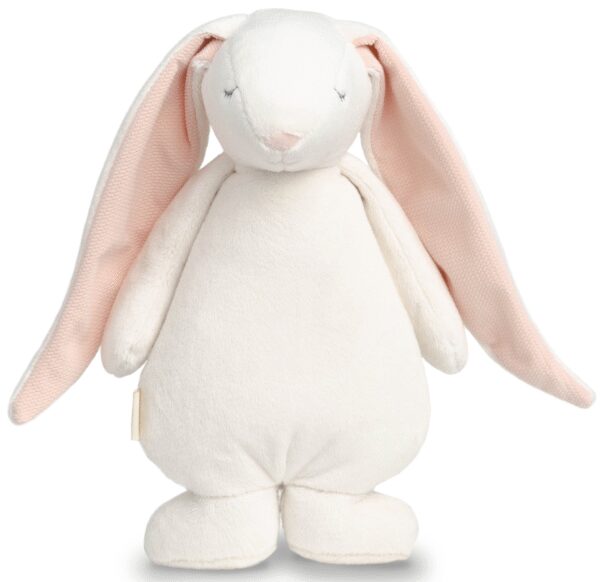 Moonie The Humming Friend Powder Konijn met roze oren | Hartslag en ruis knuffel met huilsensor en licht