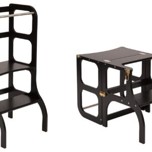 Ette Tete Leertoren Step'n Sit | Inklapbaar tot tafel en stoel | Zwart met goud