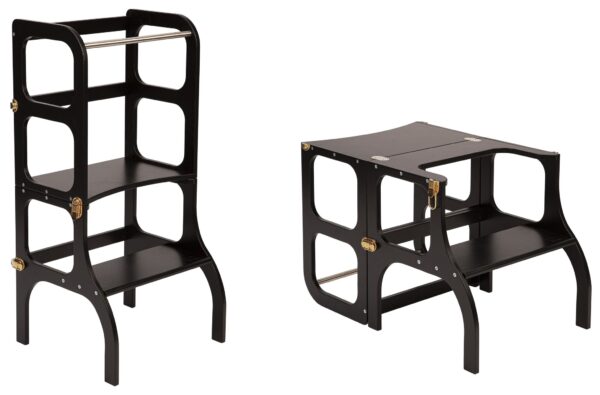Ette Tete Leertoren Step'n Sit | Inklapbaar tot tafel en stoel | Zwart met goud
