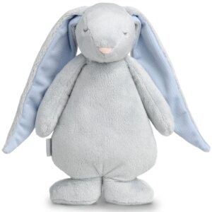 Moonie The Humming Friend Sky Konijn met blauwe oren | 28 cm | Hartslag en ruis knuffel met huilsensor en licht